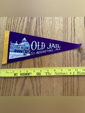 Vintage Jail St. Augustine FL Purple Souvenir Pennant